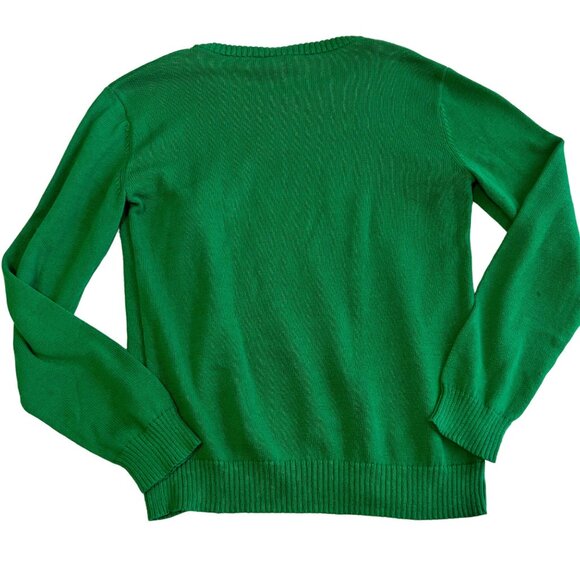 Well Worn Holiday Sweater Womens Green Santa Ho Ho Ho Ugly Christmas Size L - Picture 4 of 10